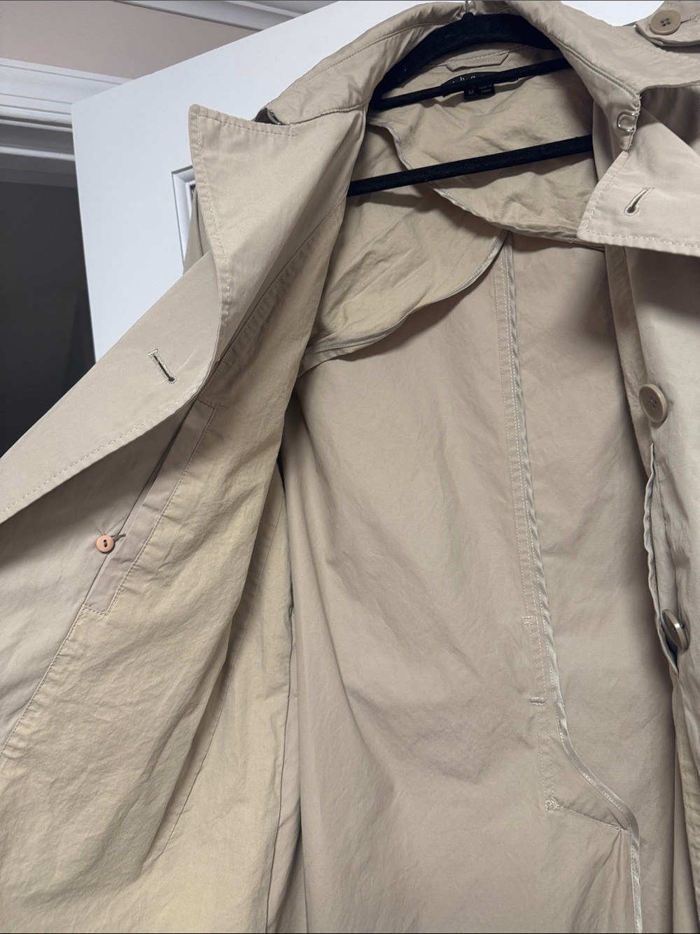 Theory Beige Double-Breasted Belted Trench Coat - Picture 10 of 10